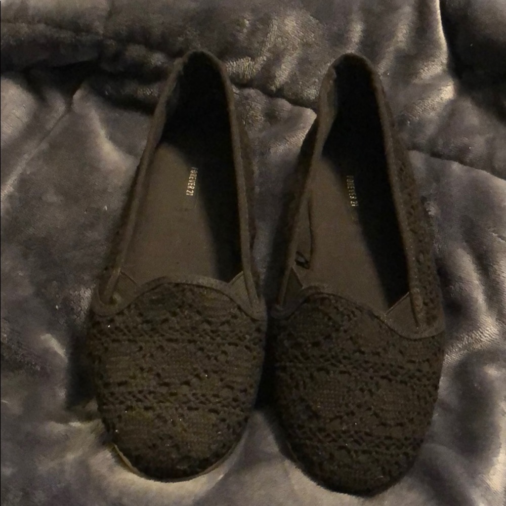 Black Crochet Flats